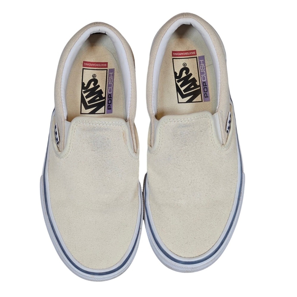 Vans‎ Skateboarding Slip On Sneakers POPCUSH Cream White Womens US 8